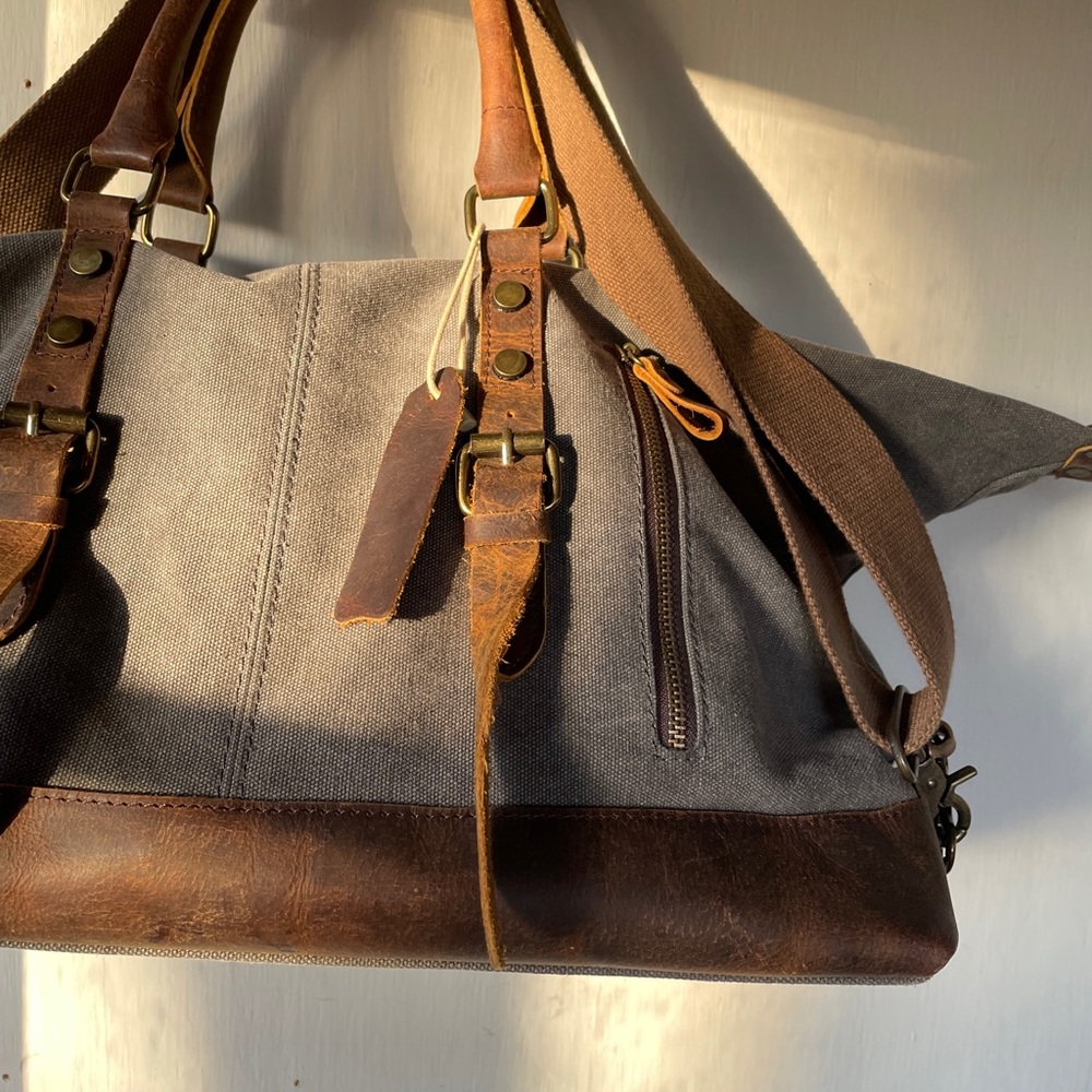 Custom Made Leather Tote Travel Bag - Picture 2 of 6